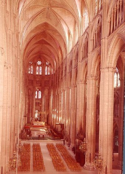 View of the nave by French School